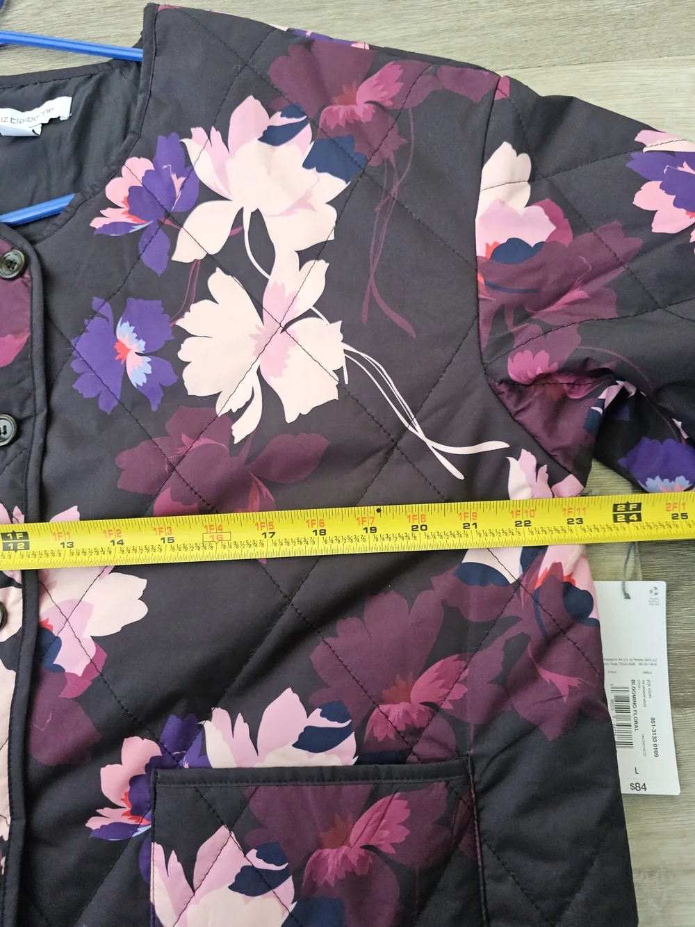 NWT Liz Claiborne Quilted Floral Lightweight Jacket Pockets Size L